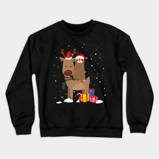 Santa Sloth Riding a Reindeer-Sloth Christmas Gift Crewneck Sweatshirt